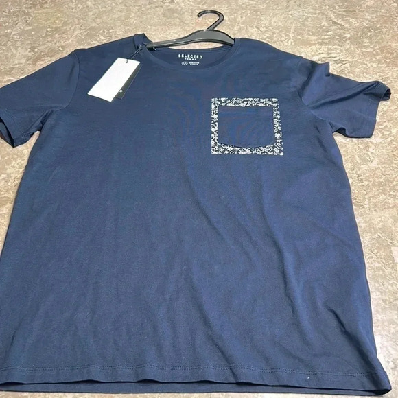 SELECTED HOMME ORGANIC COTTON BLUE  T SHIRT WITH RIBBED COLLAR.CONTRAST POCKET. - Picture 11 of 11